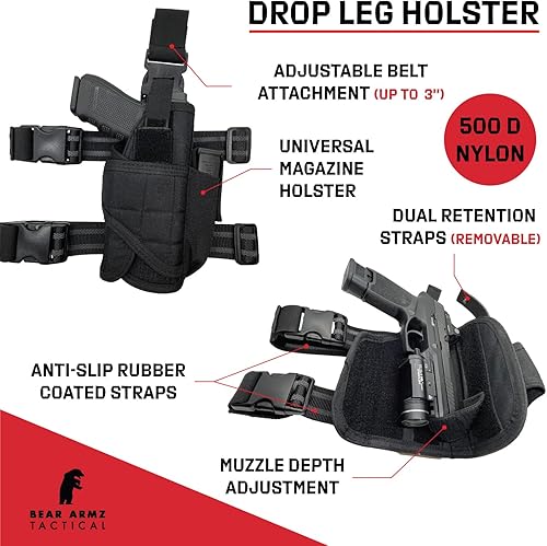 Miniatura 2 de Funda universal de nailon 500D para pierna caída, empresa estadounidense, bolsa para muslo, funda ajustable para pistola que se adapta a cualquier