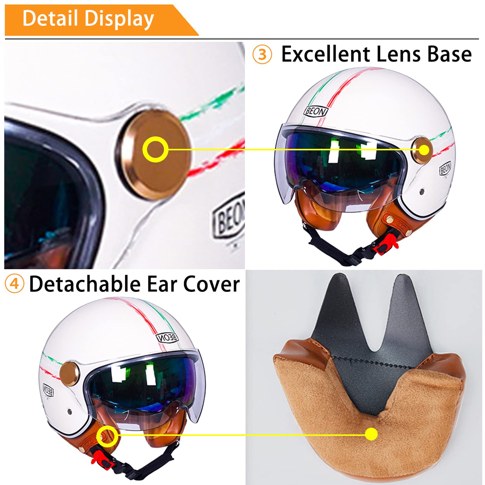 Retro Jethelme Herren Damen, DOT/ECE-Zertifizierter Vintage Offenem Motorrad Helm Open Face Helme Mit Doppelvisier, Rollerhelm Chopperhelm Cruiserhelm, Motorradhelm Halbschalenhelm Halber Sturz Helm