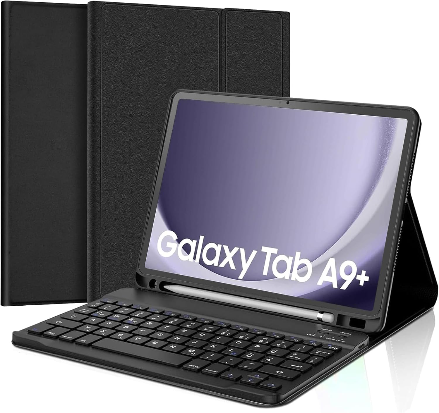 KTOITION Tastatur Hülle für Samsung Galaxy Tab A9 8,7 Zoll 2023, Slim Case mit Bluetooth Tastatur für Samsung Tablet A9, Abnehmbare Tastaturhülle mit Stifthalter für Samsung Galaxy Tab A9