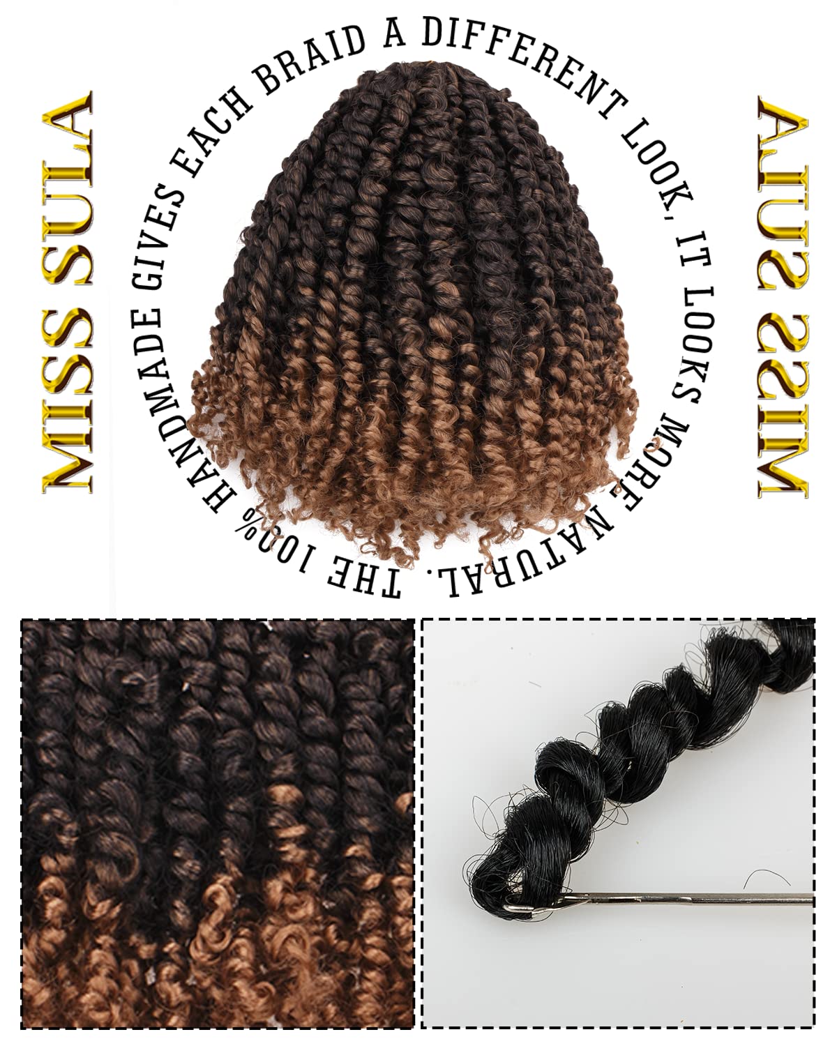 Passion Twist Hair-Pre-twisted Passion Twists,Pre-Looped Crochet Braids Made Of Bohemian Hair Synthetic Braiding Hair Extensions (10 Inch(Pack of 8), T27)