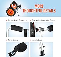 Vista 6 de VEVOR Carrito para Kayak, Capacidad de Carga de 250 libras, Carretilla Plegable para Kayak de Aluminio con Ruedas de Neumáticos Sólidos de 10