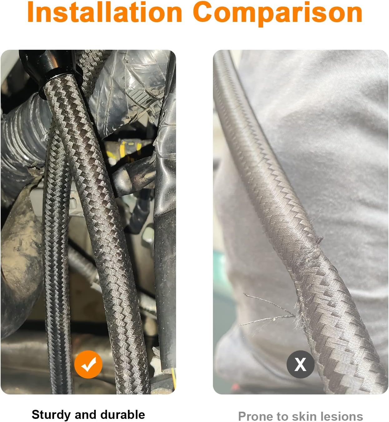 12AN 3/4" Fuel Line Hose 20FT CPE Braided Nylon Stainless Steel Transmission Oil Cooler Line Coolant Hose Fuel Line Pump Gas, Exhaust Gas, Vacuum, Hydraulic Oil Diesel Hose Line Black