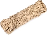 Vista 8 de jijAcraft Cuerda de yute de 0.197 in – Cuerda de jardín natural negra de 65 pies, cuerda de cáñamo resistente de 3 capas para obras de arte