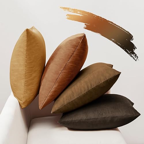 Miniatura 9 de Softaker - Juego de 4 fundas de almohada de 20 x 20 pulgadas, fundas de almohada de terciopelo suave de doble cara, fundas de cojín cuadradas