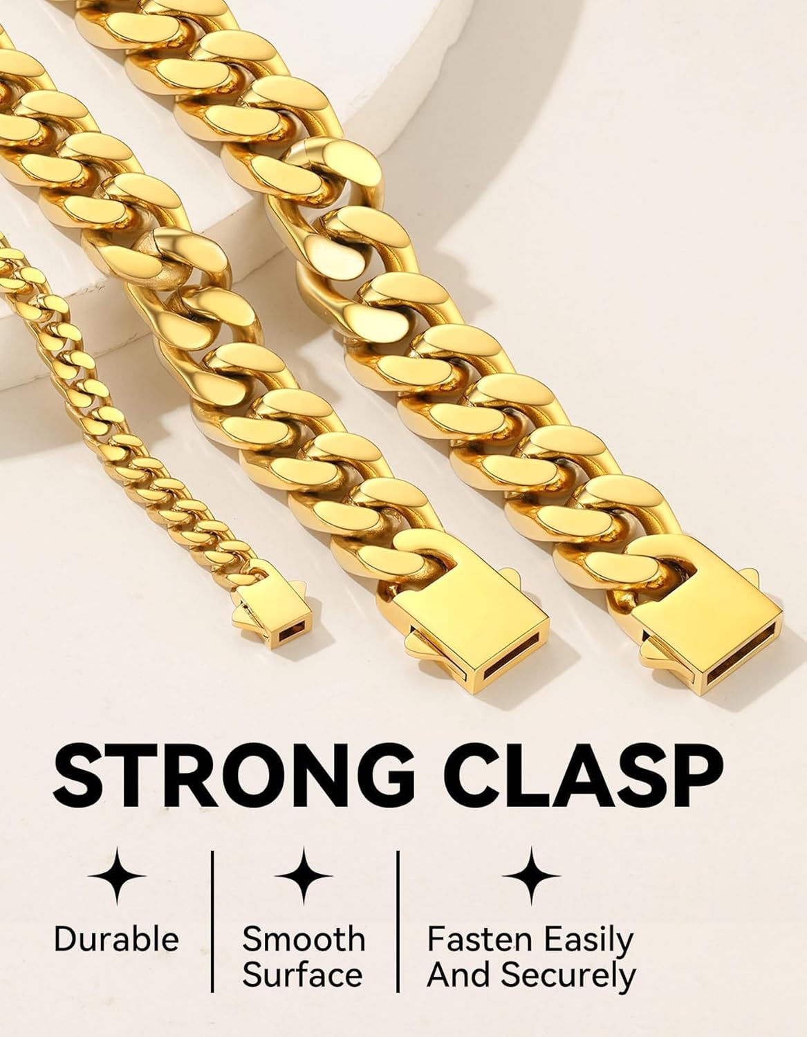 ChainsHouse Chunky Cuban Link Chain Necklace for Women, Stainless Steel Gold Chain Necklace, 5/12/14mm Width Hip Hop Cuban Chain Choker for Women Men Jewelry Gifts