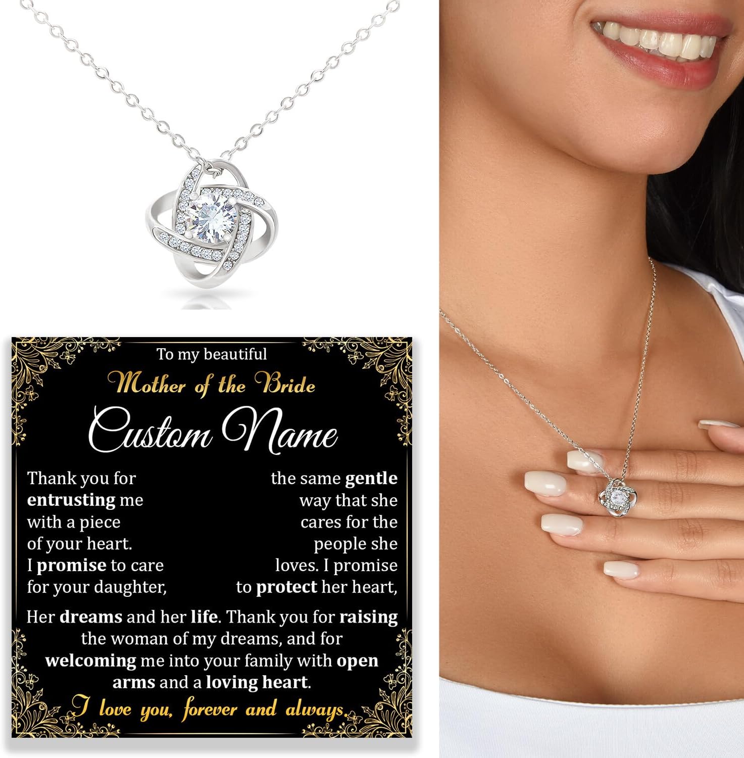 Personalized Mother Of The Bride Necklace, To My Mother In Law Necklace, Mom Of Bride Necklace Gift From My Daughter, Mother Of The Bride Gifts From Groom, Mom Wedding Necklace Gift From Bride - Image 5