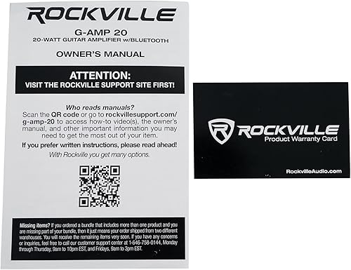 Miniatura 8 de Rockville G-AMP - Amplificador combo de guitarra de 20W con Bluetooth, delay, entradas duales de guitarra, limpiooverdrive, controles de EQ,