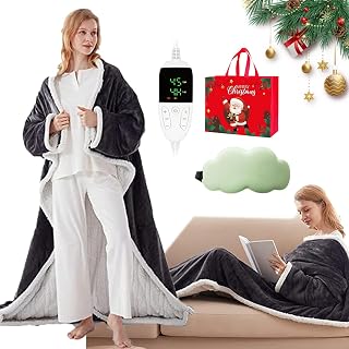 2026 New Heated Blanket, Wearable Heated Blanket, Heateds Blankets with Foot Pocket, Heateds Blankets Robe, 50"X70" with 10 Heat Settings Winter Warm Cozy Gift for Unisex (Foot Bag)