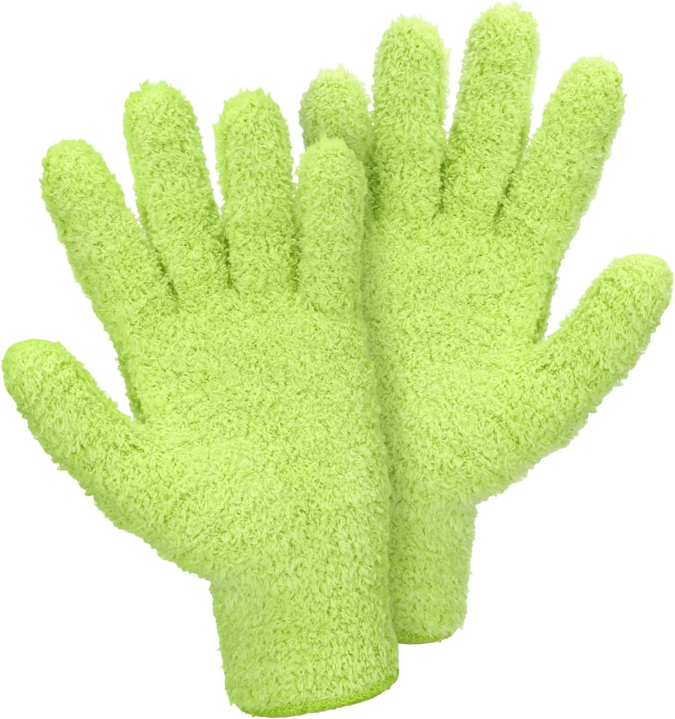 Microfiber Gloves for Plants Dusting Cleaning, Reusable Washable Cleaning Gloves Mittens House Cars Blinds Dusting