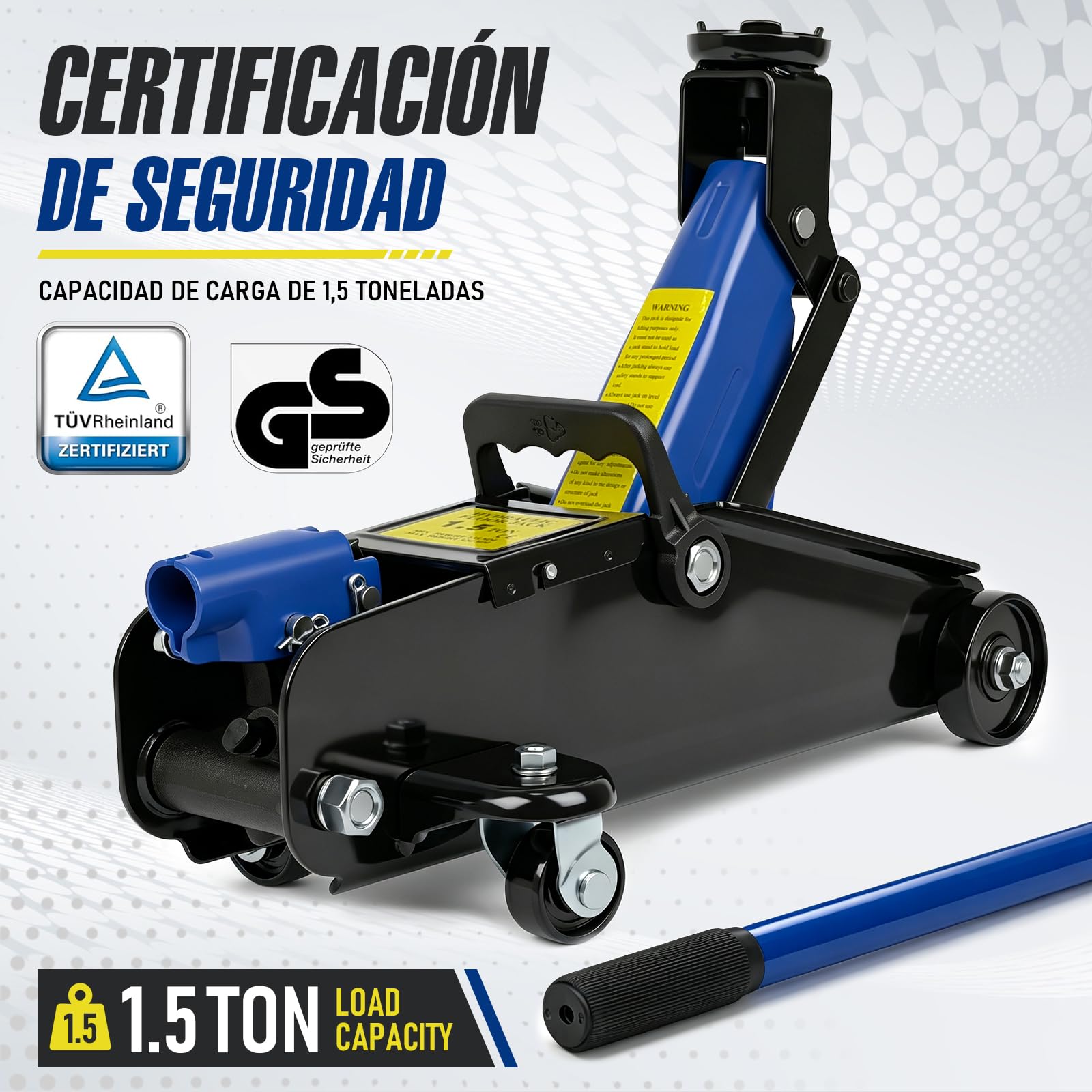 HYCHIKA - Gatos hidráulicos de 1.5T para Coches, Capacidad de Carga hidráulica, Rango de elevación de 135-320 mm, Mango Antideslizante, Ligero y portátil para Autos/SUVS/reparación de automóviles