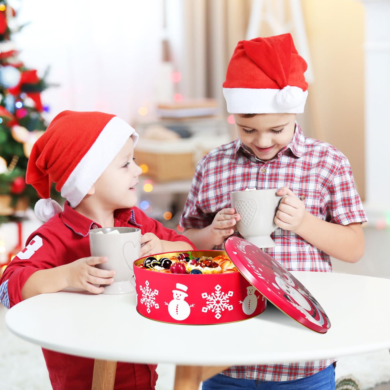 Hemoton Boîtes à Biscuits de Noël, 3Pcs Boite Metal Noel, Boîtes à Biscuits avec Couvre, Boite a Biscuit Noel, Multifonctionnel Boites Biscuits, Boites Metal Biscuit pour Biscuits, Bonbons, Chocolat