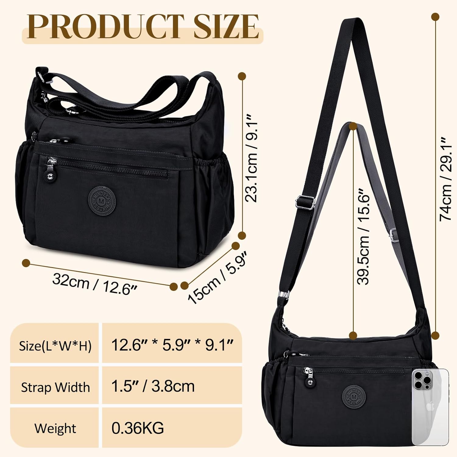 Nylon Crossbody Bags for Women Waterproof Lightweight Large Travel Purses Multi-Pocket Pocketbooks Shoulder Bag - Image 6