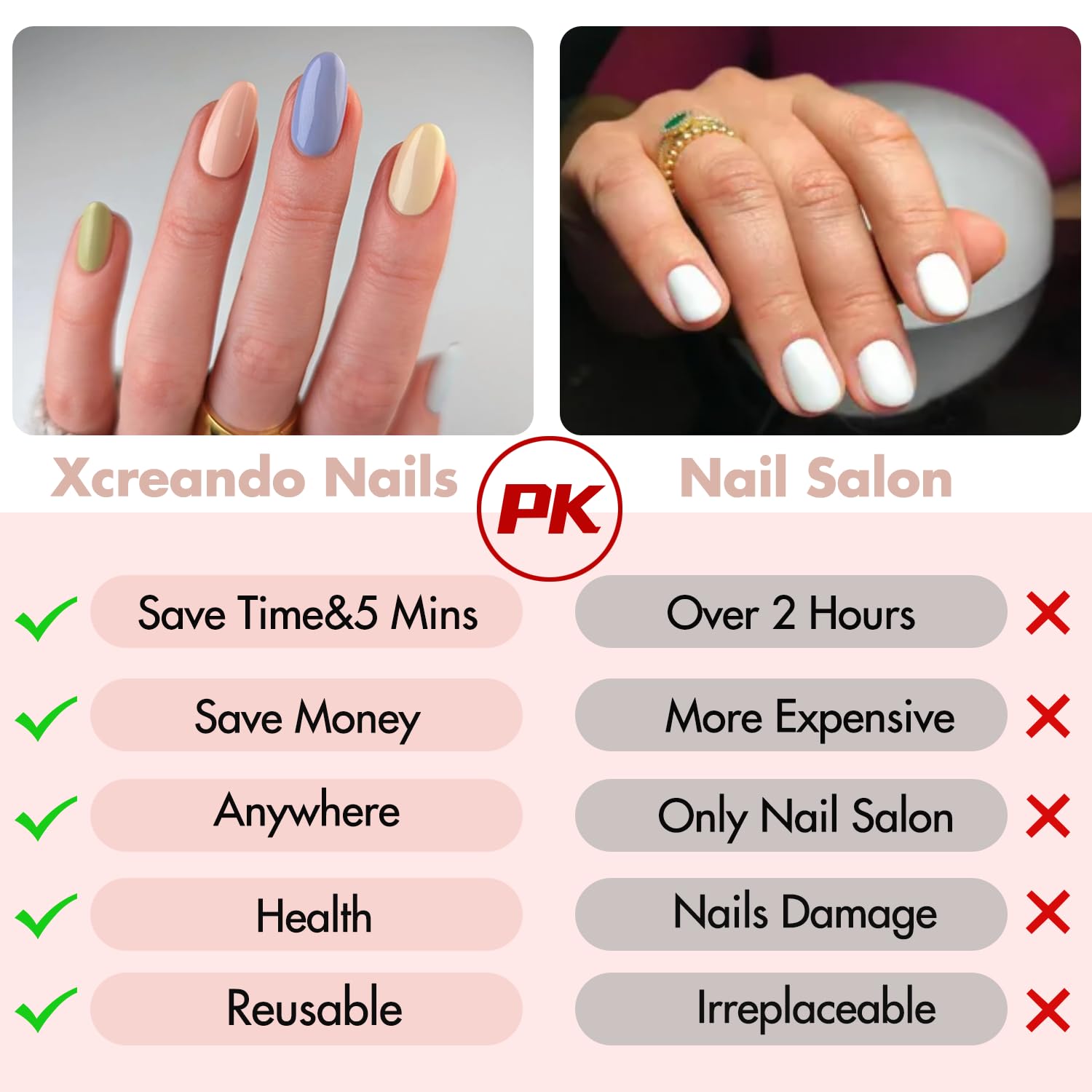 48Pcs Pink Press On Almond Nails - Medium Length, Stiletto & False Nails, Thick Natural Acrylic Gel Finish