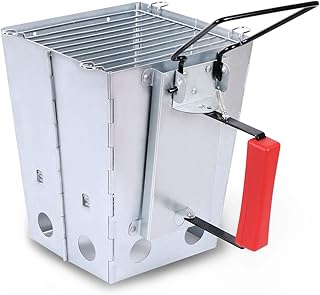 REDCAMP Quick Ignition Foldable Charcoal Chimney Starter with Grill, Multi-Functional BBQ Charcoal Grill Starter, Wood Stove and Rocket Stove for Outdoor Lawn, Patio & Camping