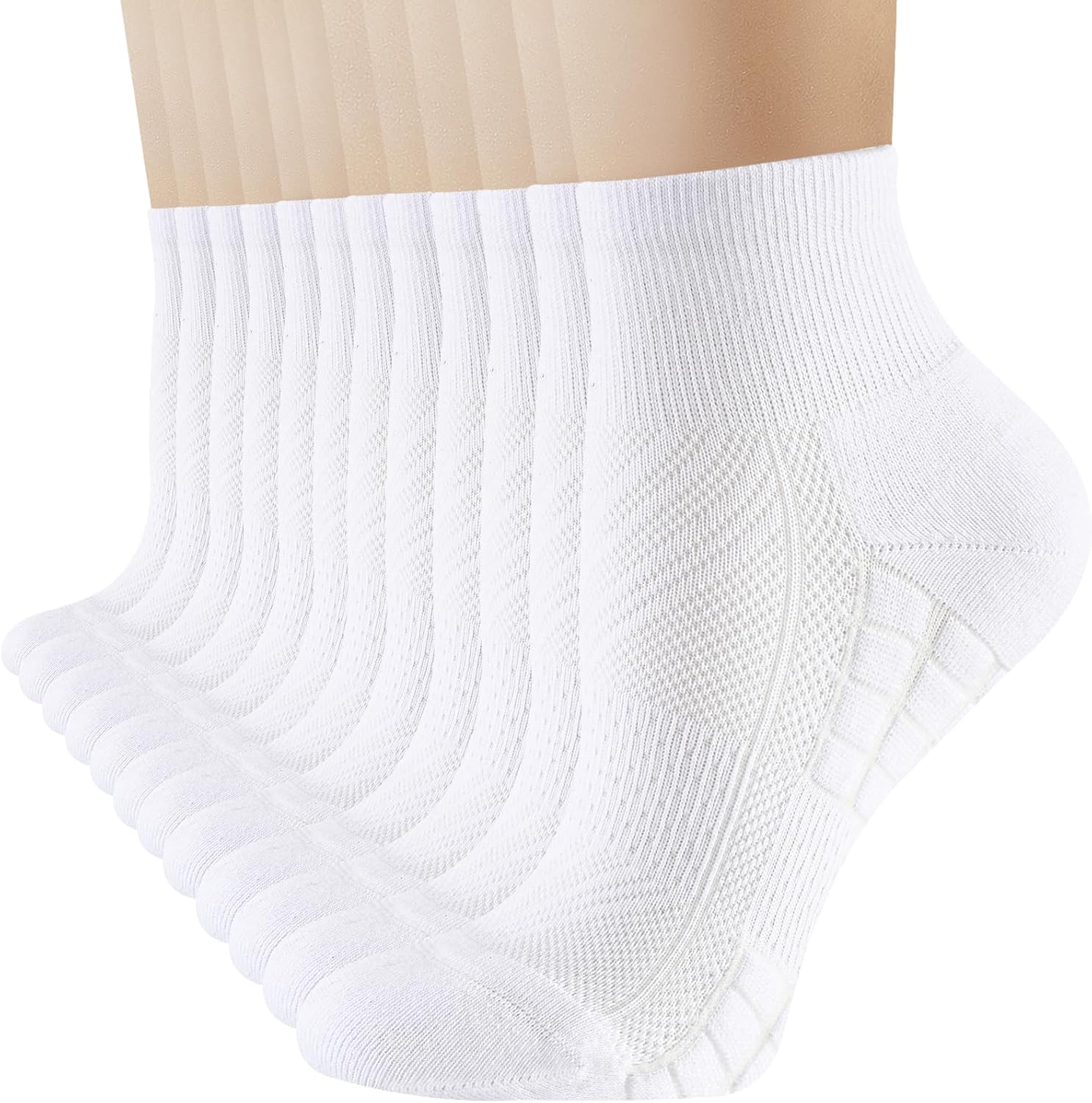 Ankle Running Socks Womens, 6/12 Pairs Cushioned Athletic Sport Quarter Socks Moisture Wicking Light Compression