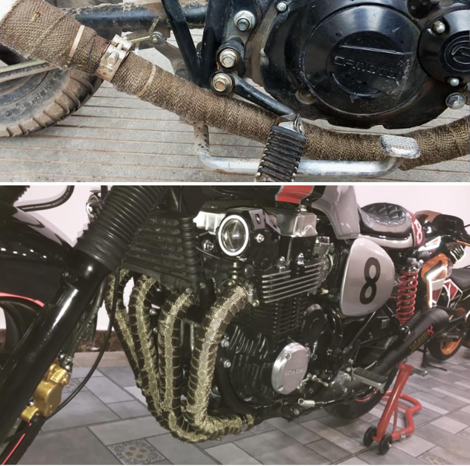Fireproof Pipe Wrap with 2 Clamps ,16.4ft*1.97inch(5 m*5cm),1472-2192℉（800-1200°C ）,Pipe Insulation for Chimney, Automotive Exhaust Pipes