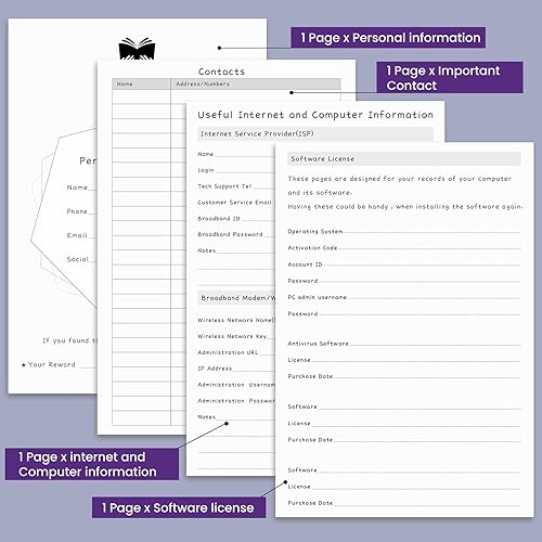 Miniatura 6 de Soomeet Libro de contraseñas con pestañas alfabéticas, protector de contraseñas de tapa dura, tamaño A5, cuaderno de contraseñas de 8.3 x 6 pulgadas