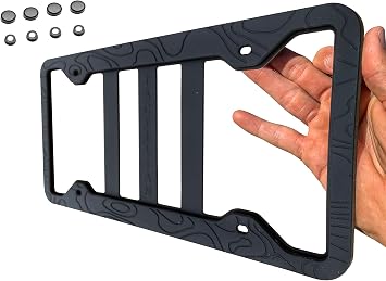 Silicone Topography Design License Plate Frame Cover | Topo License Plate Frame Rust Proof, Rattle Proof, Weather Proof License Plate Holder for Car | Topo Embossed Plate Frame for Auto Truck Van SUV