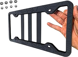 Silicone Topography Design License Plate Frame Cover | Topo License Plate Frame Rust Proof, Rattle Proof, Weather Proof License Plate Holder for Car | Topo Embossed Plate Frame for Auto Truck Van SUV