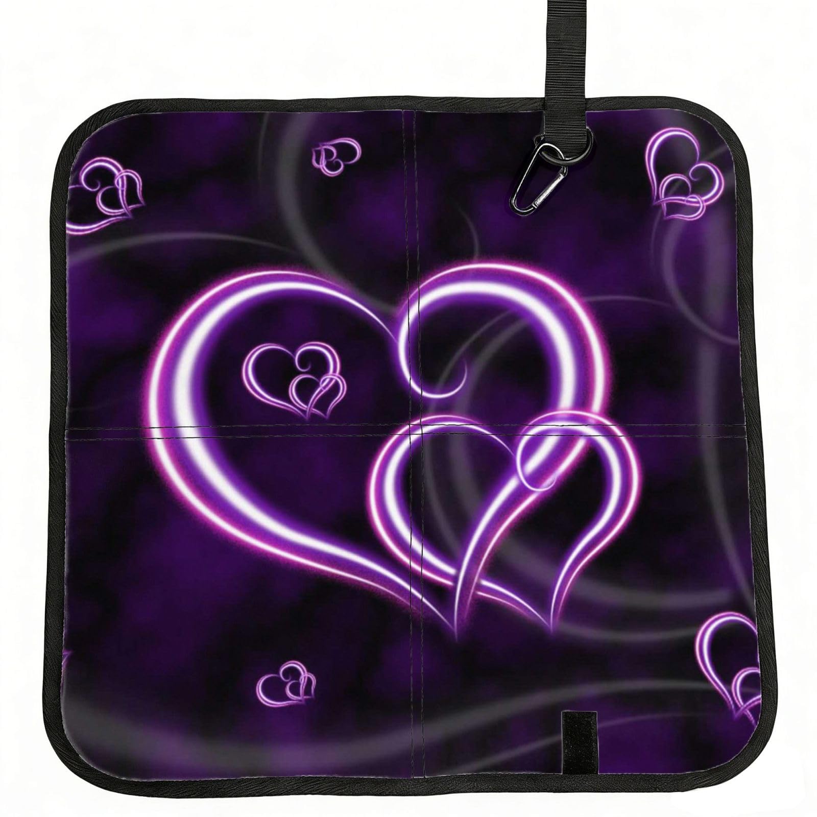 ERCgad Purple Hearts Print Foldable Seat Cushion Portable Chair Pad Lightweight Travel Outdoor Office Home