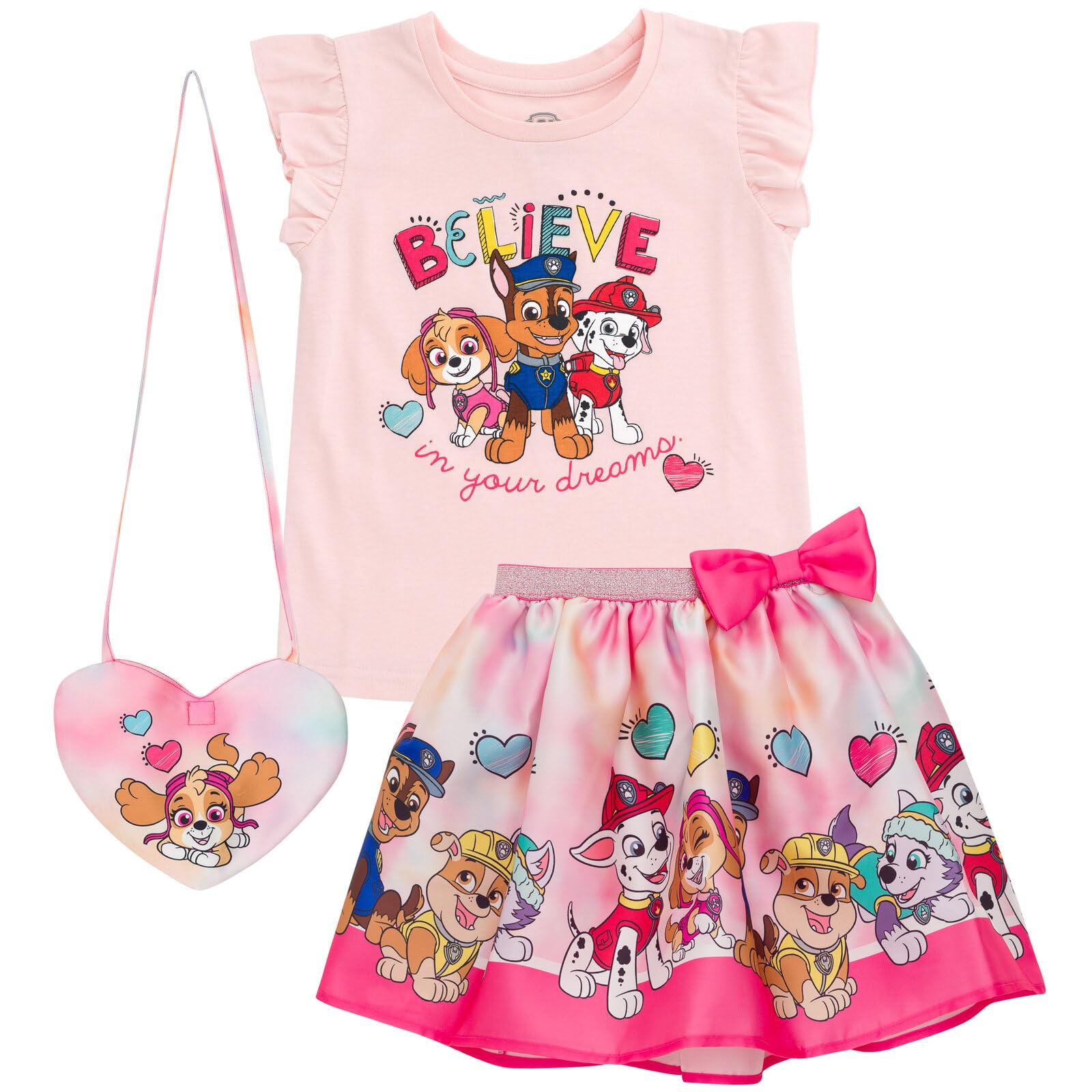 Girls Tank Top Skirt and Bag 3 Piece Outfit Set Toddler to Big Kid Sizes (2T - 10-12)