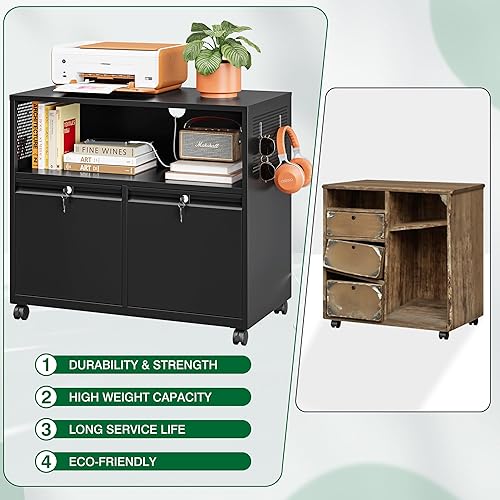 Miniatura 143 de Archivador móvil de 3 cajones con cerradura, archivador debajo del escritorio para oficina en casa, archivadores de metal sobre ruedas para archivo