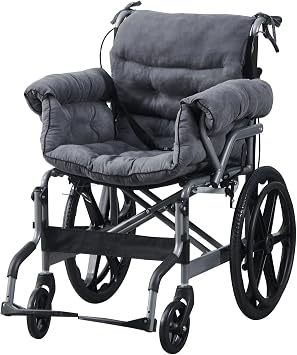 Foldable Wheelchairs with Cushion for Adults Lightweight Aluminium Self Propelled Wheelchair Folding Transit Wheel Chairs for Heavy People150KG Adjustable Footrest Dual Brakes 18inch Seat Dark Grey