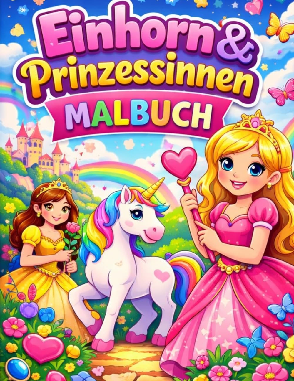 Magisches Einhorn und Prinzessinnen Malbuch
