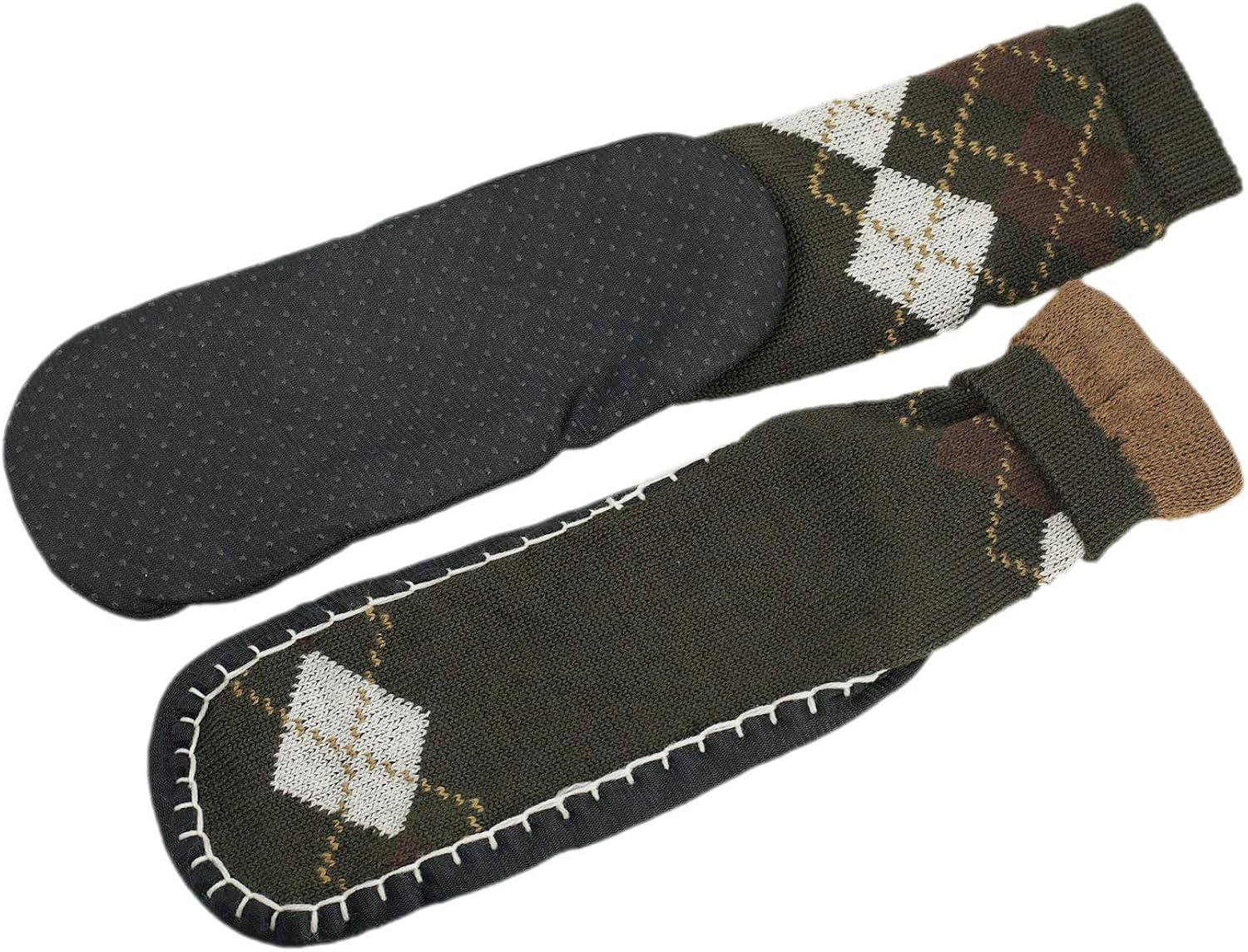 Men's Knit Slipper Socks with Grippers Green Amazon.ca Clothing