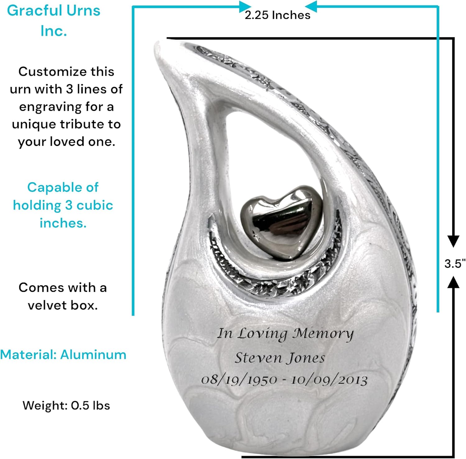 White Teardrop Keepsake - Miniature Teardrop Urn - Mini Urns - White Small Urn - Tiny Urns - Unique Keepsake - Perfect for Sharing Ashes with Family