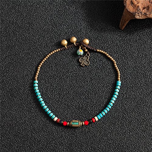 Image of kelistom Bohemian Ankle Bracelets for Women Handmade Natural Stone Beaded Chain Anklet
