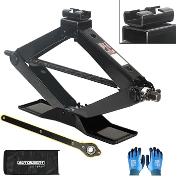 Scissor Car Lift Jack 2.5 Ton 5500Lbs for Sedans, MPVs & SUVs, Compact Portable Cross Car Scissor Jack Kit 360 Degree Rotating Roadside Emergency Tool Tire Change with Ratchet Wrench Gloves 2.5T