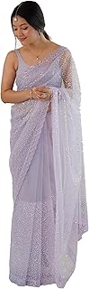 AKHILAM Women's Shimmer Net Embellished Saree With Unstitched Blouse Piece (AARYAN20901_KR_Parent) Price In India