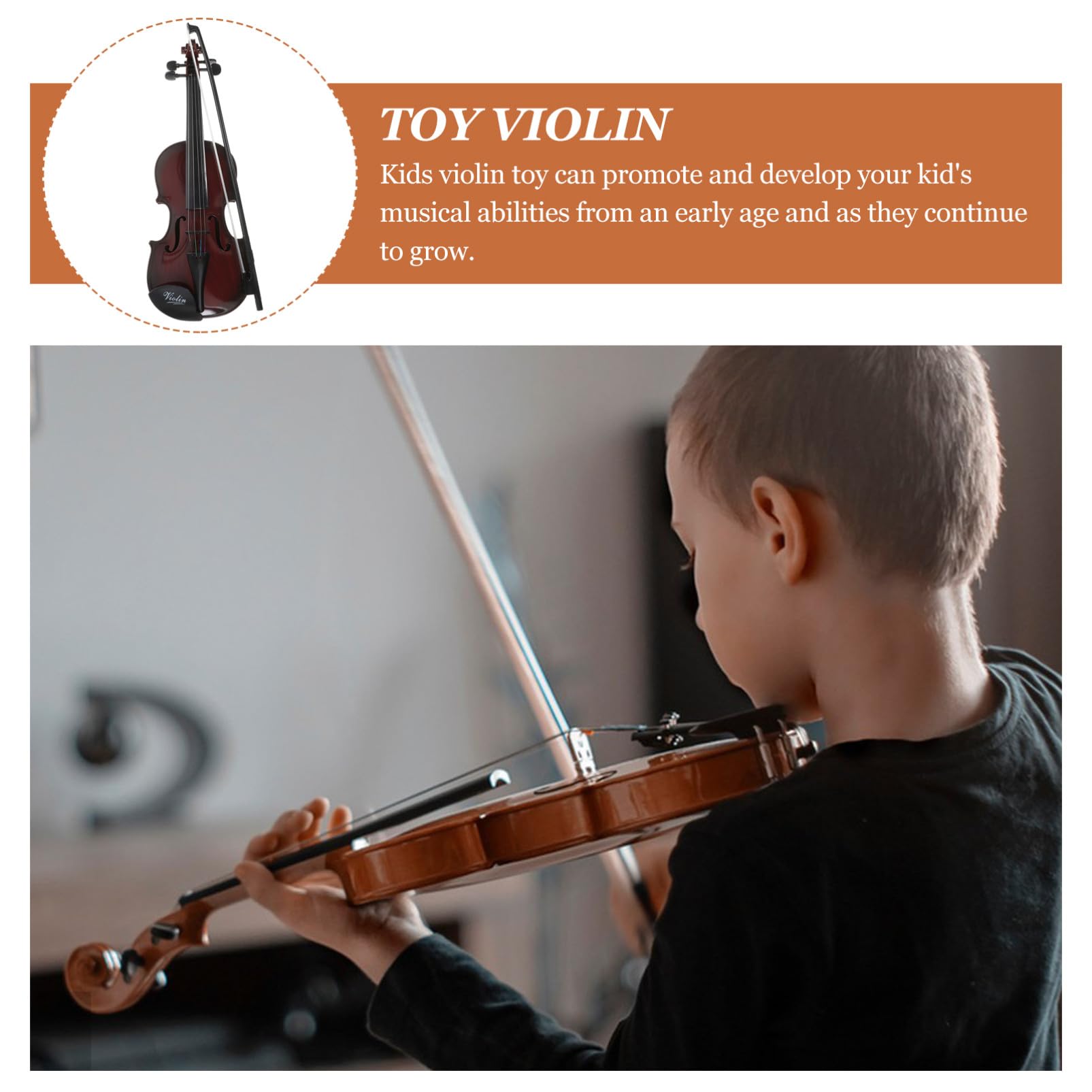 Violino Giocattolo Musicale per Bambini Marrone in Plastico | Forma Mini, Stile Piccolo e Delicato, Regalo per Compleanno, Strumento Educativo in Miniatura