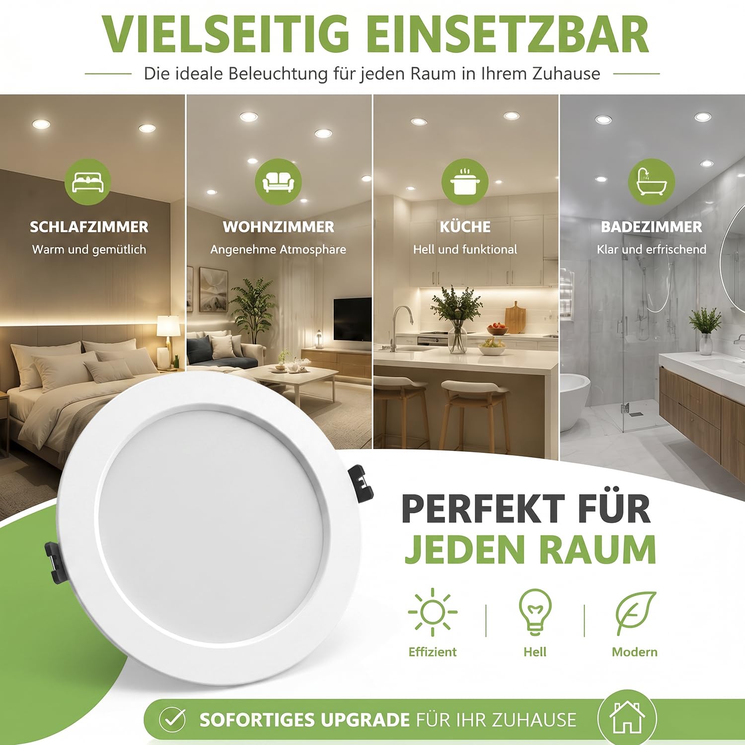 Faretti Led da Incasso per Cartongesso 16W, bianco caldo, bianco neutro, bianco freddo, con funzione di memoria, faretti da soffitto, diametro foro Ø130-140mm, AC 220-240V, Alluminio, Set da 4