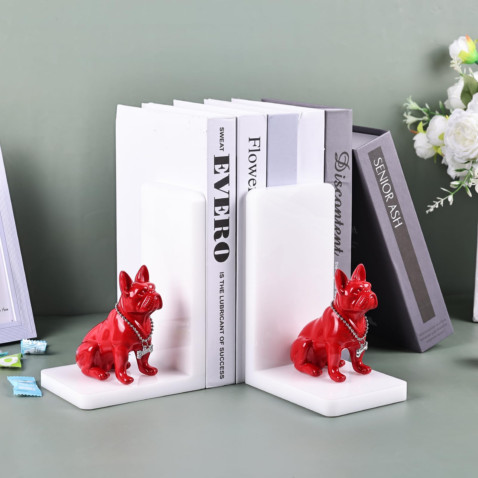 Amazon.co.jp: 樹脂製ブルドッグブックエンド クリエイティブな犬の本