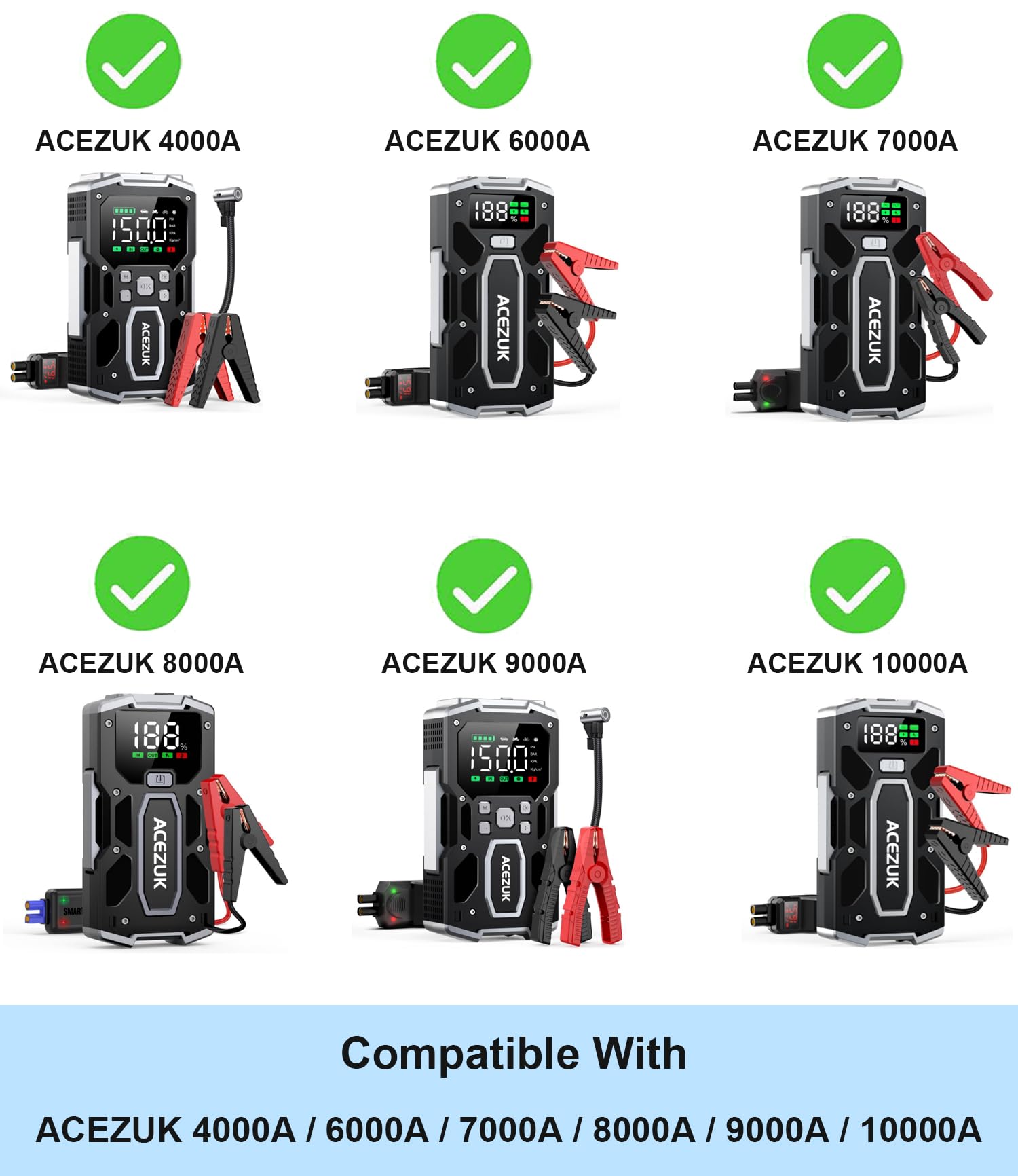 Funda Duro Estuche Case Compatible con ACEZUK 4000A / 6000A / 7000A / 8000A / 9000A / 10000A Arrancador de Batería, Funda Solo - Negro YC88038