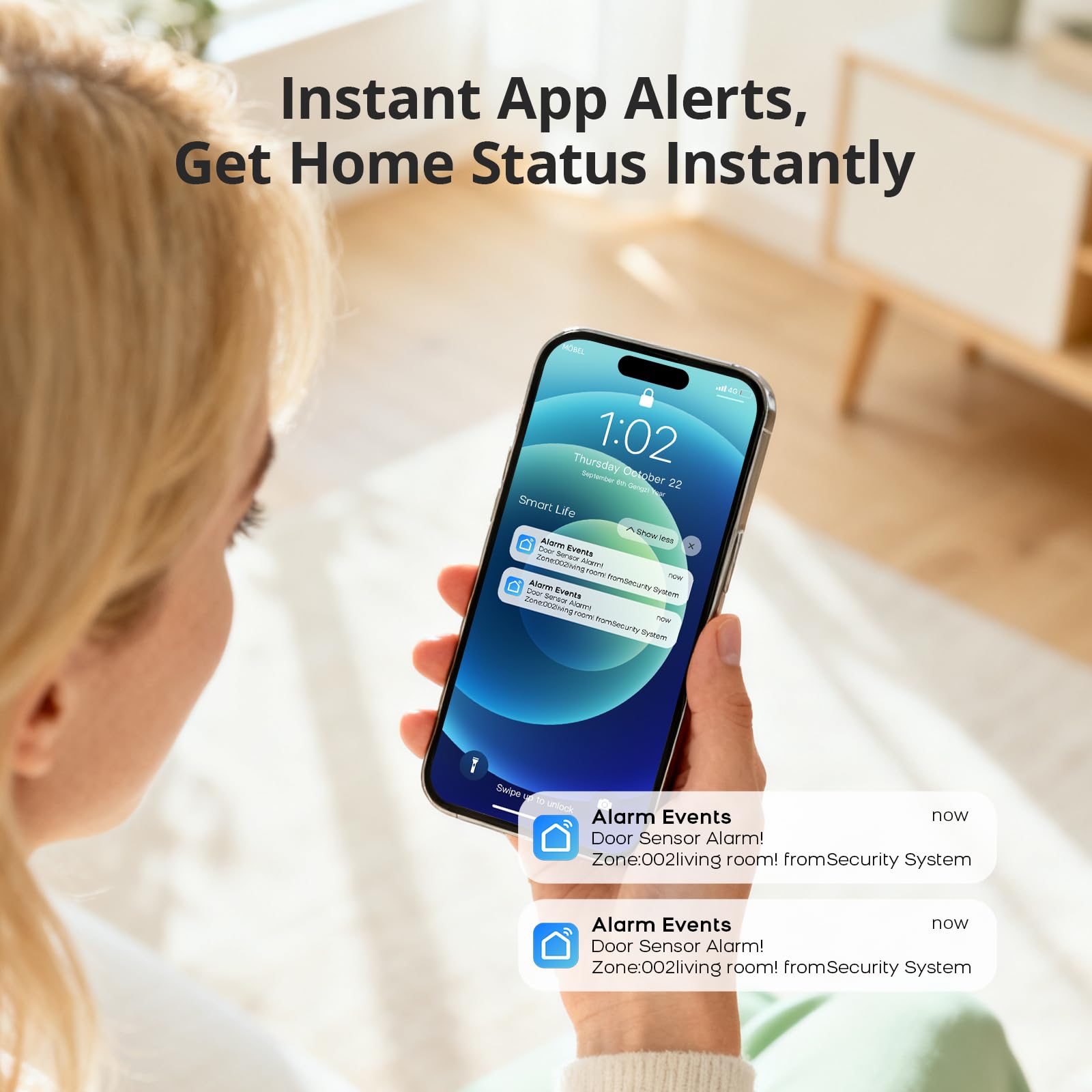 Sistema de Alarma doméstica inalámbrico, Kit antirrobo DIY con sensores de Puerta, Detector de Movimiento, Sirena Sonora, alertas por SMS 4G/App Tuya para apartamento,Oficina,Garaje