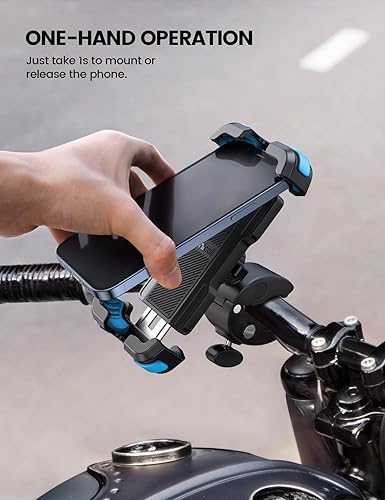 Miniatura 3 de Lamicall Soporte de teléfono para motocicleta, clip de montaje rápido para manubrio de bicicleta, abrazadera de teléfono celular para iPhone Air,