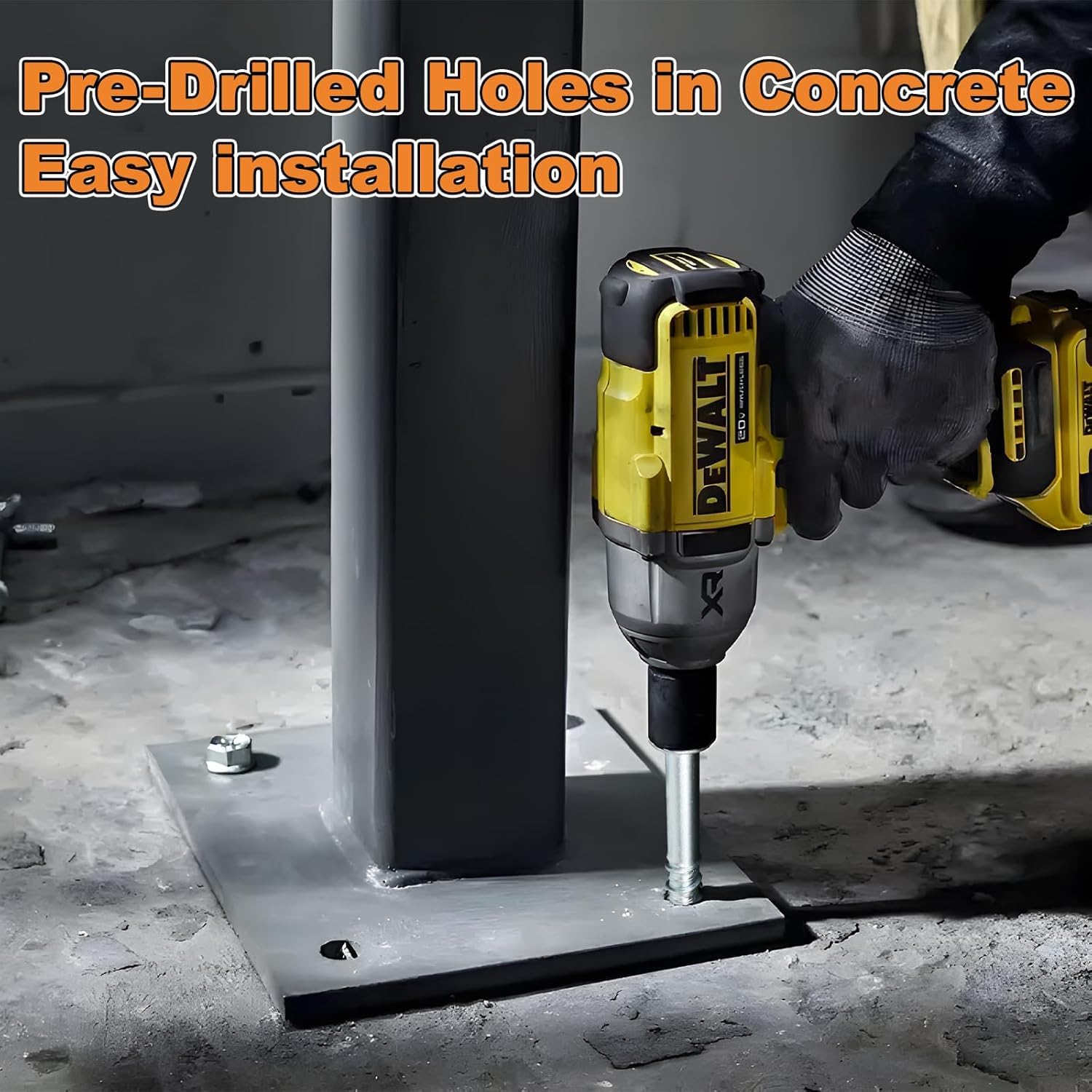 3/8 x 2-1/2" 50pcs Concrete Screws, Nickel Plated Concrete Screw Drill Bit Set for Anchoring Masonry, Brick or Concrete Block