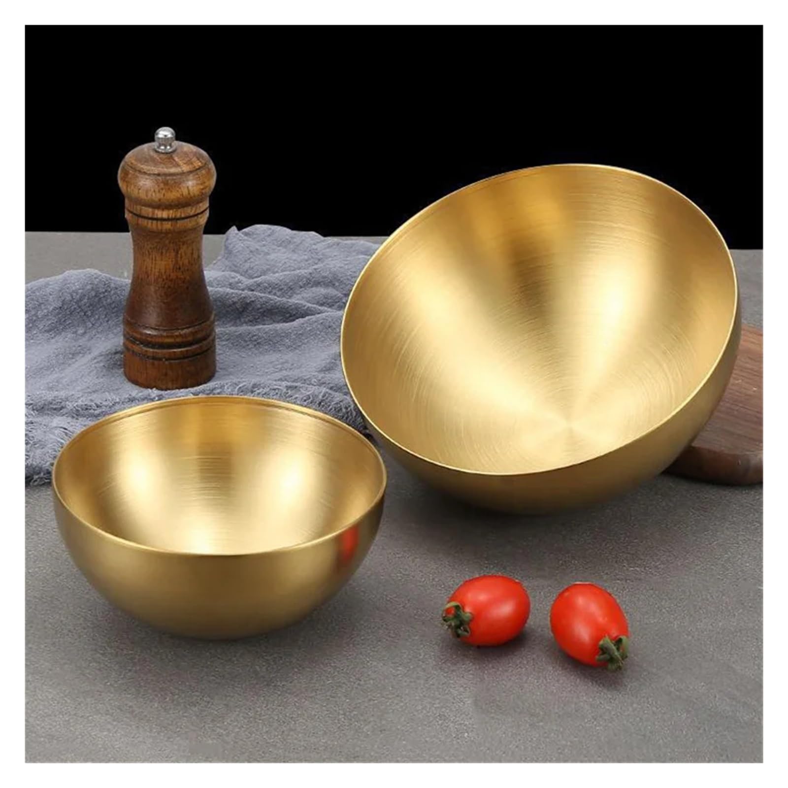 Tazón de acero inoxidable, 15cm, 20cm, 25cm, ensalada frutas, sopa, arroz, fideos, Ramen, recipiente for mezclar alimentos, vajilla cocina(Silver 25cm)