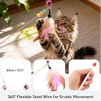 Cat Scratcher Bed with Toys, 4 Pack Oval Cat Scratcher Cardboard, Indoor Cat Scratch Bowl, Large Pad Cat Scratching Board with Catnip Fish Toy & Feather Wand for Furniture Protector