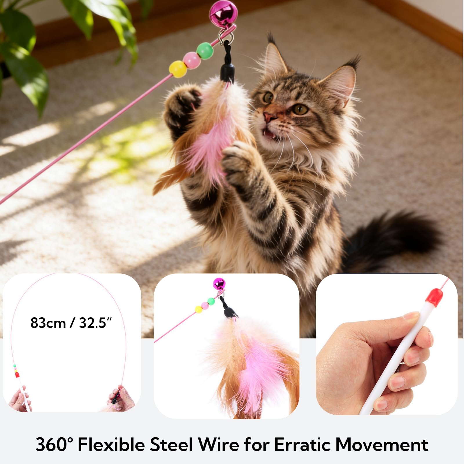 Panier Grattoir pour Chat avec Jouets, Lot de 4 Griffoirs Ovales en Carton Bol à Gratter pour Intérieur, Grand Tapis à Griffer avec Poisson à la Cataire & Plumeau, Protecteur de Meubles