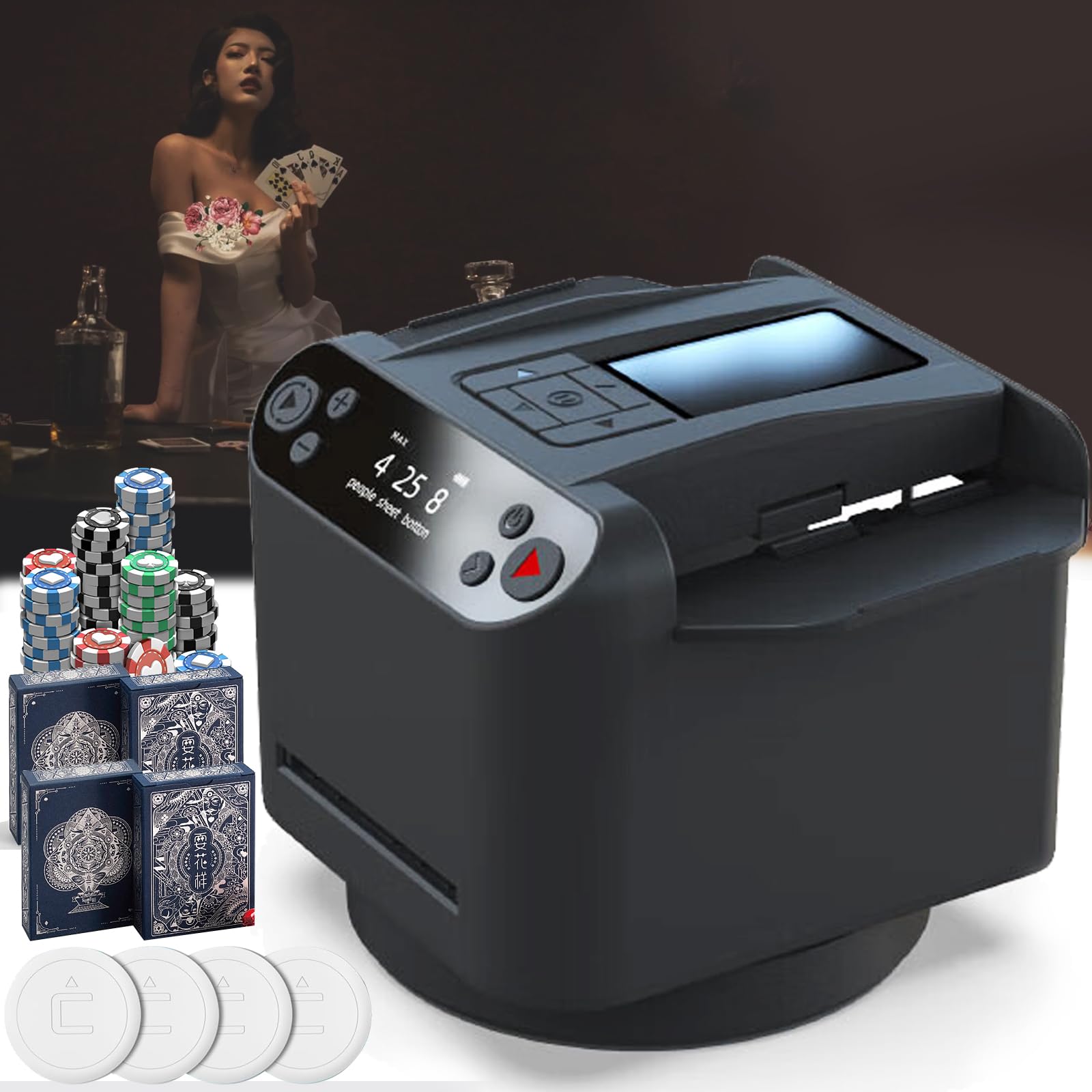 Trieur de cartes 2 jeux pour animer vos soirées Blackjack en famille avec jetons inclus