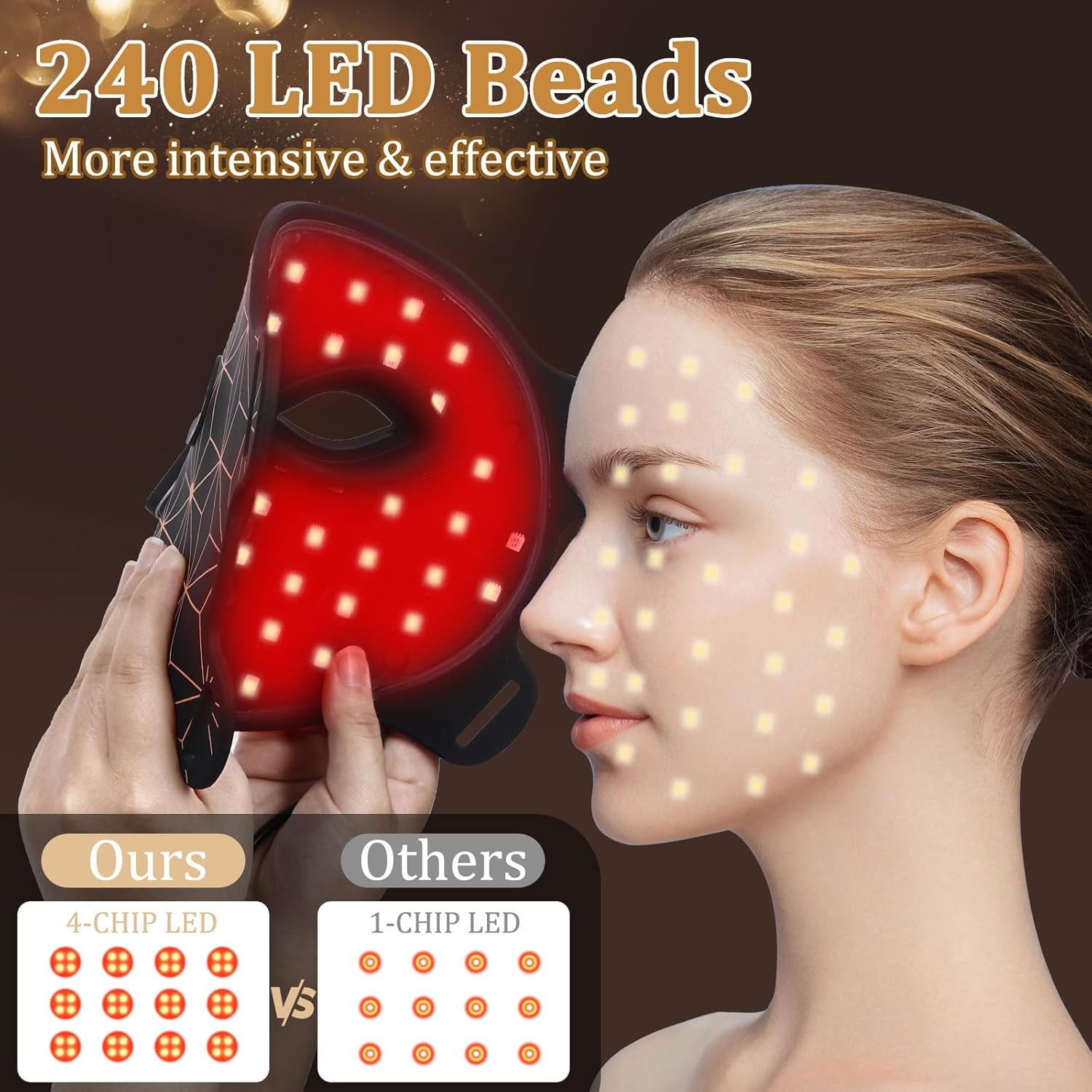 Red Light Therapy for Face, 8 Colors LED Face Mask Light Therapy with 850NM Near-Infrared, 3000 mAh Rechargeable Red Light Therapy Mask, Skin Care Device at Home and Travel for Skin Rejuvenation - Image 2