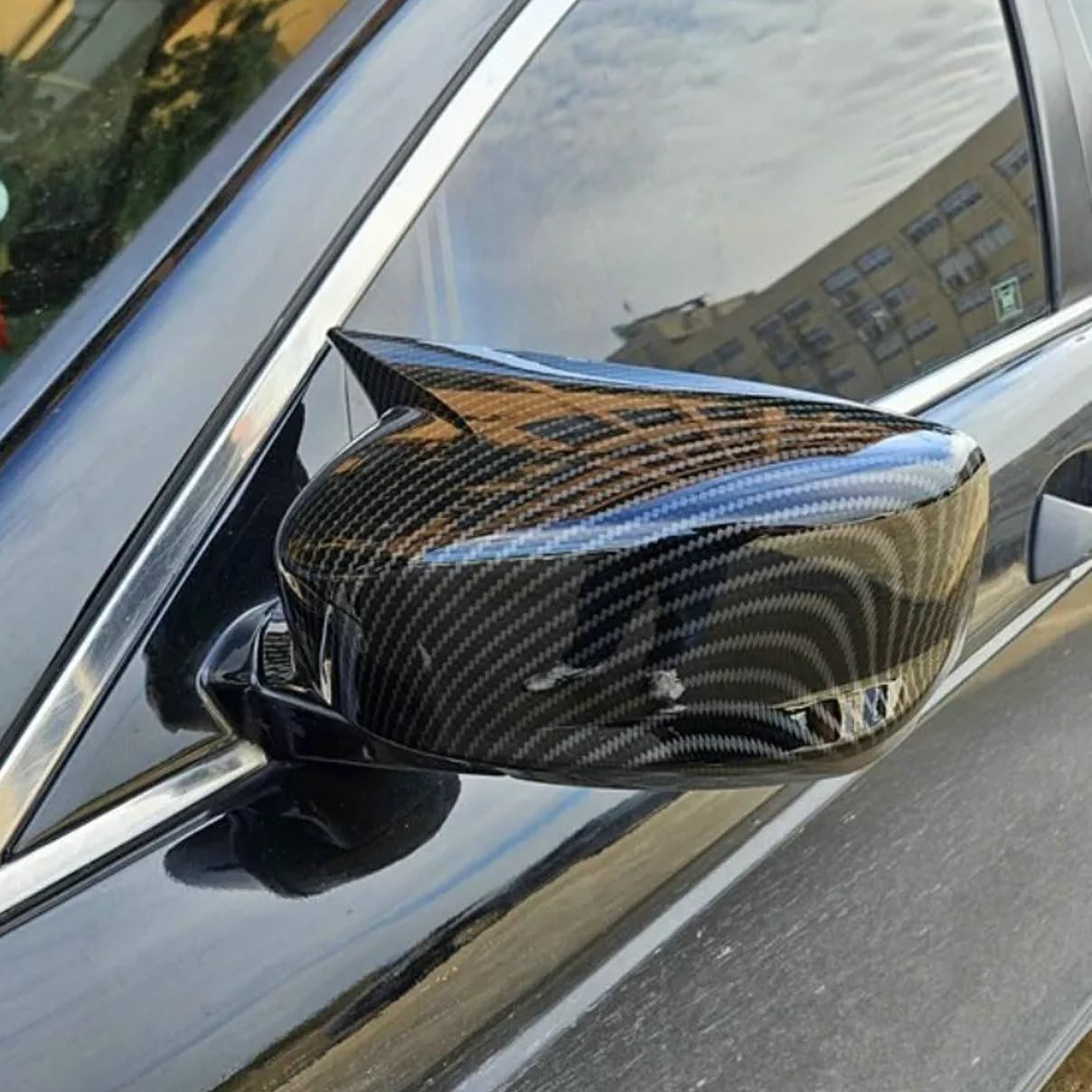1 Pair Carbon Fiber Color Horn Rear View Mirror Cover Cap Door Wing Mirror Cover Accessories For Honda Accord 9th 2014-2017