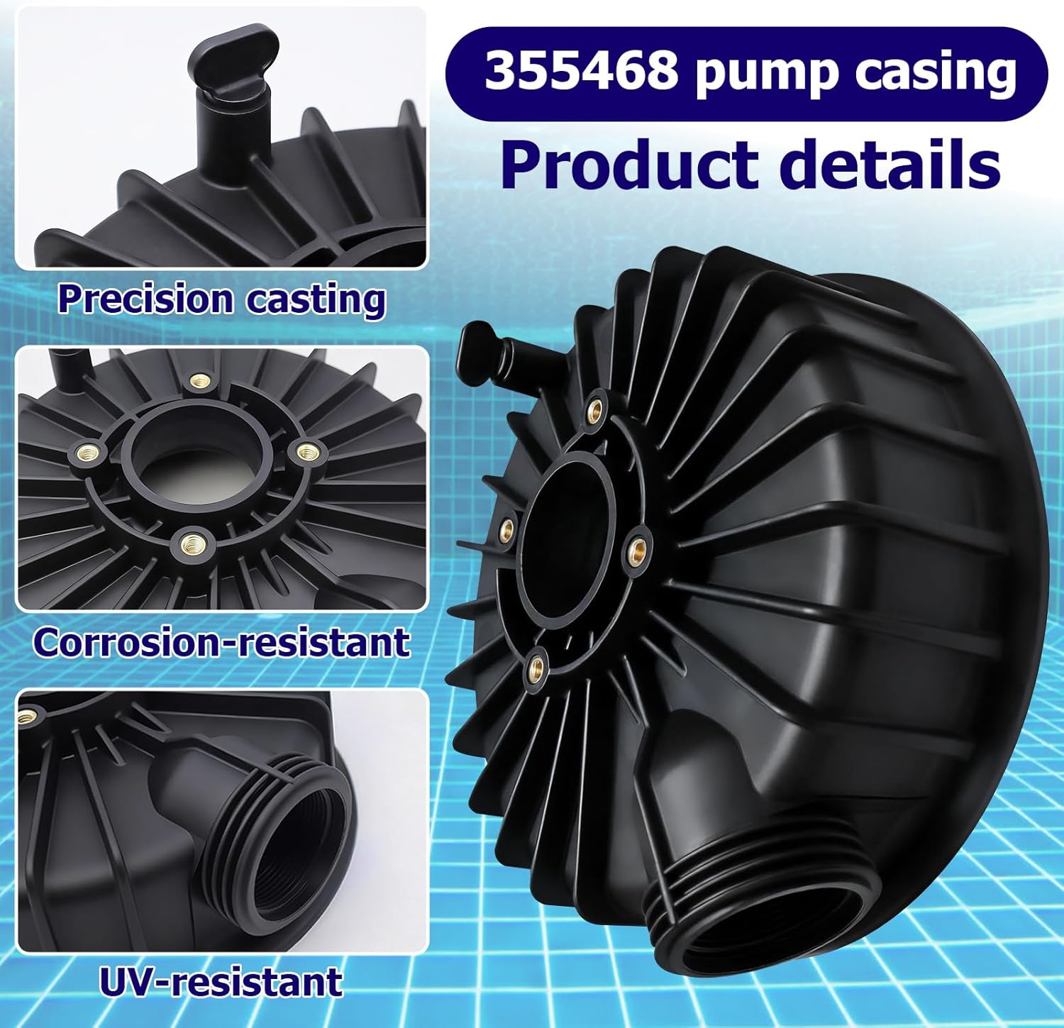 355468 Pump Housing 355468 Front Housing Compatible with Challenger Pentair Slip Inlet Front Housing Volute