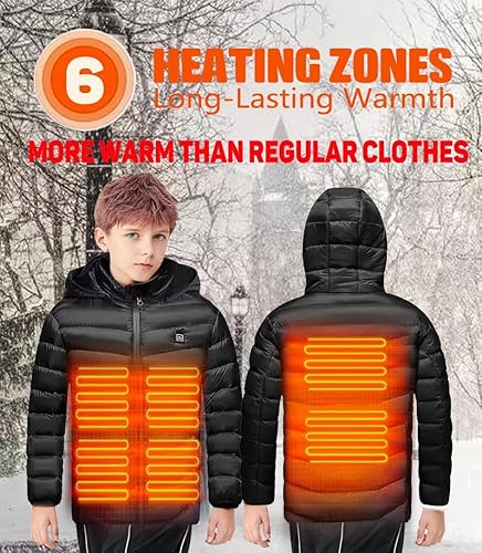 Miniatura 2 de WCOLAS Chaleco térmico para niños y niñas, chaquetas para niños y jóvenes, abrigos de invierno, ropa térmica batería no incluida