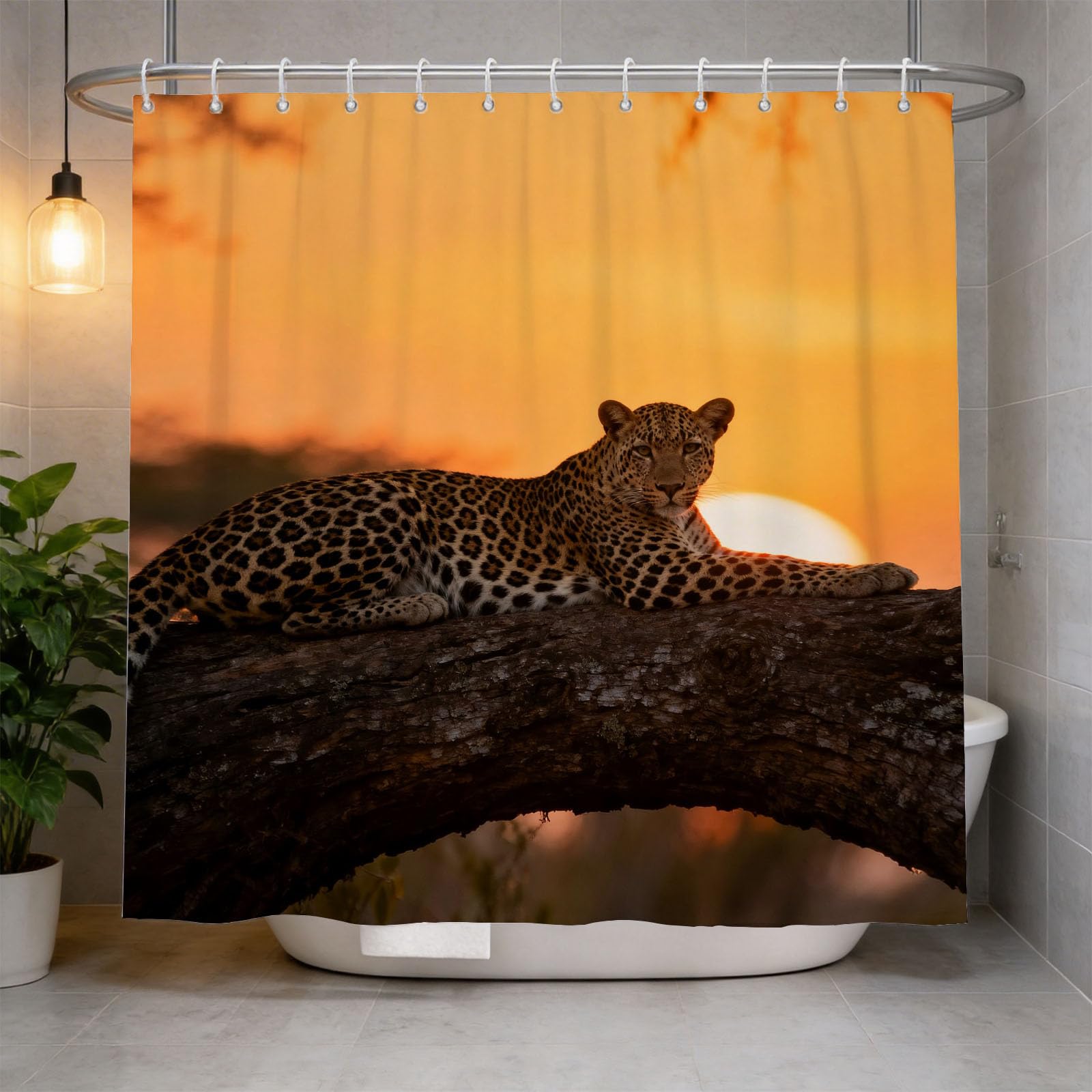 Hongduo 3D Panther Shower Curtain for Stalls Bathtubs Wild Animals Bathroom Decor Shower Curtain Set Polyester Fabric Waterproof 180x180cm/71X71 Inch with Hooks