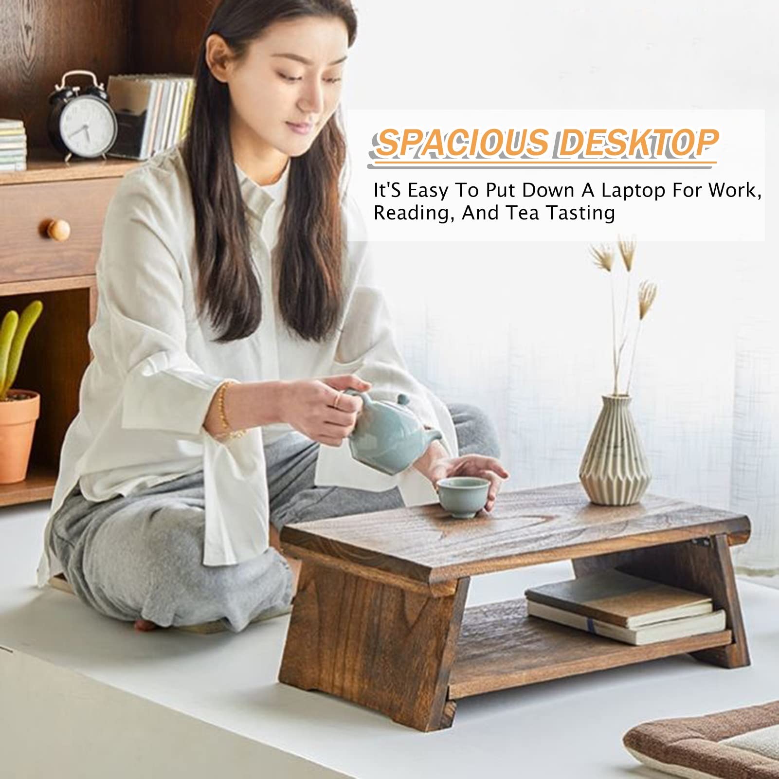 Mesa plegable de tatami, mesa de café japonesa, mini mesas, fácil de almacenar, para sala de té, al aire libre, balcón, sala de estar (tamaño : 60 x 30 x 20 cm)